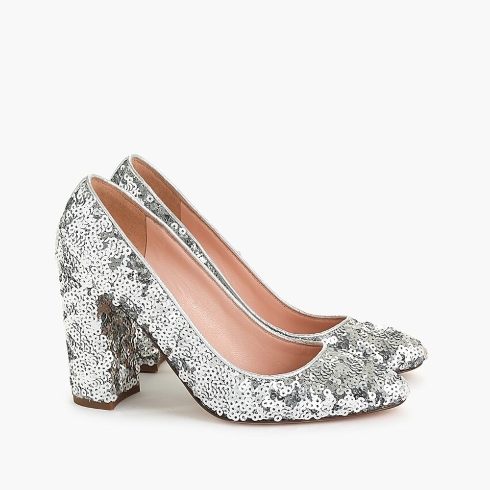 J. Crew Silver Sequin Pumps #K2922